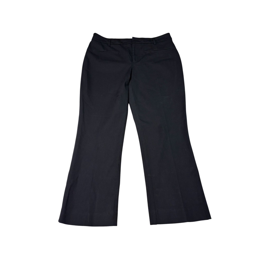 Maeve Anthropologie Black Flare Trousers Petite Women 10P W32 L24 Cotton Viscose
